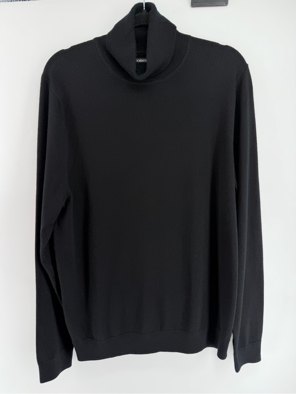 NORDSTROM Men's Black 100% Washable Merino Wool Turtleneck Sweater Size L